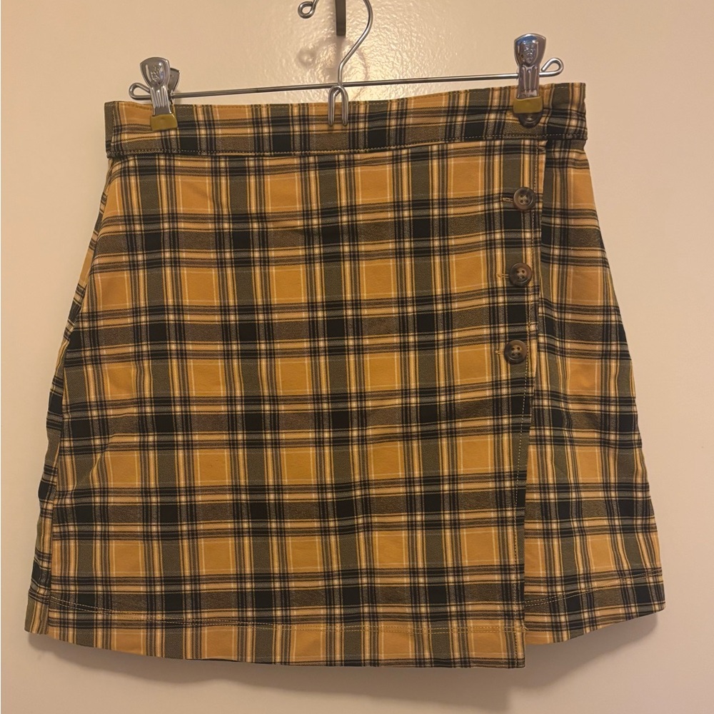 Hollister Yellow and Black Plaid Mini Skirt
